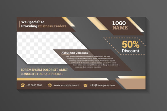 Business Trader Horizontal Banner Brown: Graphics for Print Templates