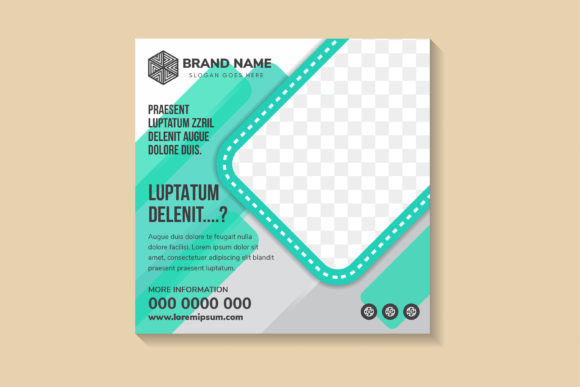 Diagonal Rectangle Green Square Banner