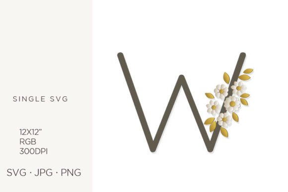 Floral Monogram, Flowers, Letter W: Graphics & Icons for Local Branding