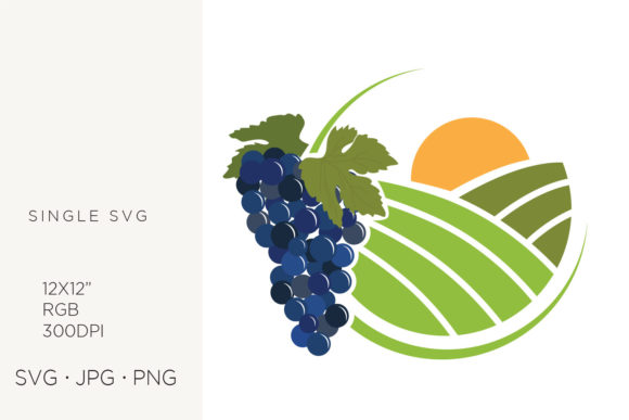 Grapes and Vineyard Winery Logo Icon: Graphics & Icons for Sellers