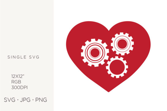 Heart and Gears, Cogs SVG: Editorial Icons & Graphics