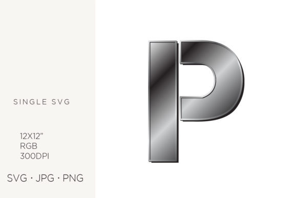 Industrial Silver Initial Letter P: Graphics & Icons for Editorial Impact