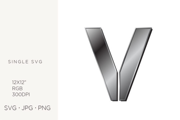 Industrial Silver Initial Letter V