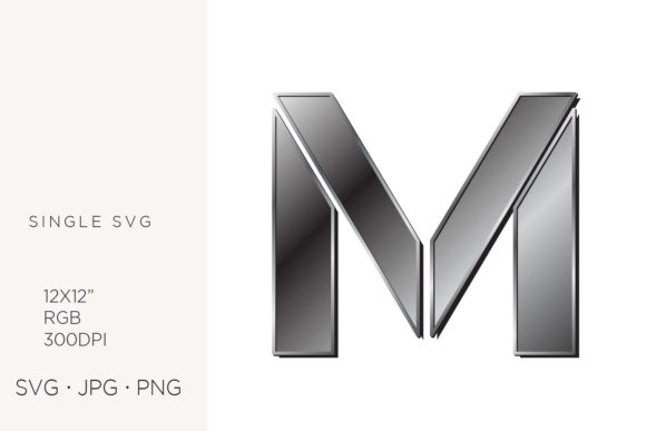 Industrial Silver Initialial Letter M Graphics & Icons