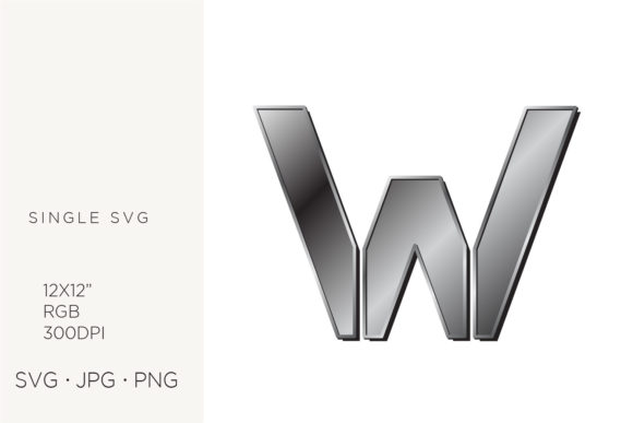 Industrial Silver Initialial Letter W Graphics & Icons