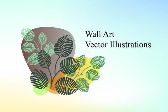 Leaves and Stone Wall Decoration Art: Graphics for Print Templates