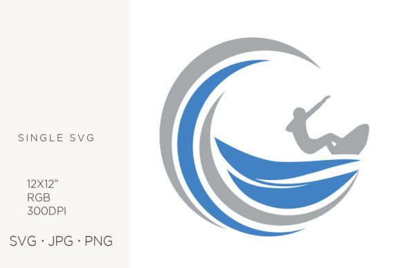Ocean Surfer Icon SVG: Sporty Graphics for Local Branding
