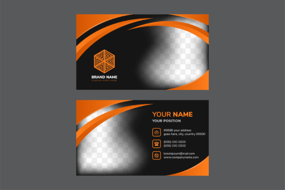 Orange Black Horizontal Business Card: Graphics & Print Templates