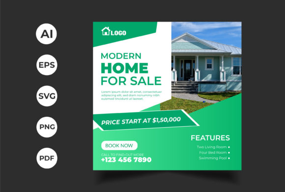 Real Estate Social Media Post: Graphics and Web Templates
