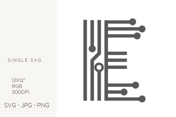 Tech Monogram, Digital Initial Letter E