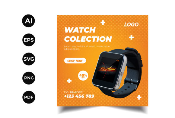 Watch Social Media Post Graphics for Web Templates